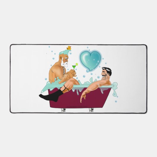 SlipperyJoe's zwei schwule Männer Liebe Cartoon Ba Schreibtischunterlage (Vorderseite)