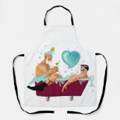 SlipperyJoe's zwei schwule Männer Liebe Cartoon Ba Schürze (Vorderseite)