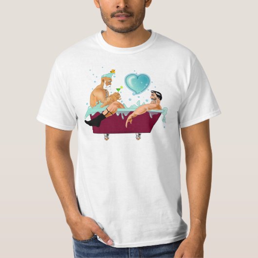 SlipperyJoe's zwei schwule Männer Liebe Cartoon Ba T-Shirt (Vorderseite)