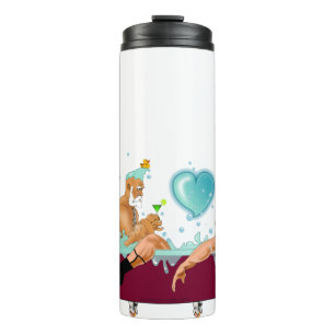 SlipperyJoe's zwei schwule Männer Liebe Cartoon Ba Thermosbecher