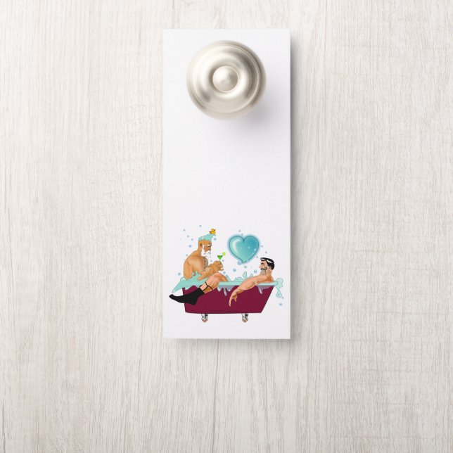 SlipperyJoe's zwei schwule Männer Liebe Cartoon Ba Türanhänger (Auf Knauf)