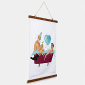 SlipperyJoe's zwei schwule Männer Liebe Cartoon Ba Wandteppich Mit Holzrahmen (Gewinkelt)