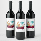 SlipperyJoe's zwei schwule Männer Liebe Cartoon Ba Weinetikett (Flaschen)