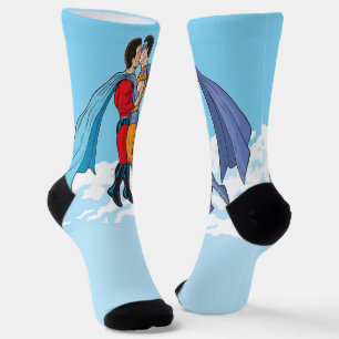 Slipperyjoes zwei Superhelden küssen Charaktere f Socken