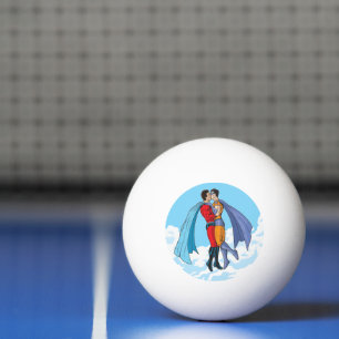 Slipperyjoe's zwei Superhelden küssen Charaktere f Tischtennisball