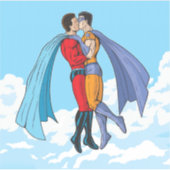 SlipperyJoe's zwei Superhelden küssen Flugwagen Aufkleber (Vorderseite)