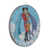 SlipperyJoe's zwei Superhelden küssen Flugwagen Dartscheibe (Vorderseite Links)