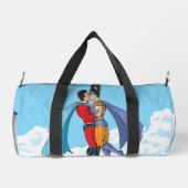 SlipperyJoe's zwei Superhelden küssen Flugwagen Duffle Bag (Rückseite)