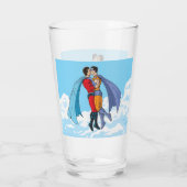 SlipperyJoe's zwei Superhelden küssen Flugwagen Glas (Rückseite)