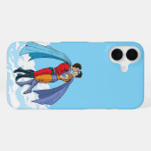 SlipperyJoe's zwei Superhelden küssen Flugwagen iPhone Hülle (Rückseite (Horizontal))