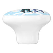 SlipperyJoe's zwei Superhelden küssen Flugwagen Keramikknauf (Seitenansicht)