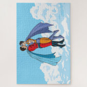 SlipperyJoe's zwei Superhelden küssen Flugwagen Puzzle (Vertikal)