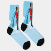 SlipperyJoe's zwei Superhelden küssen Flugwagen Socken (Rechts)