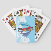 SlipperyJoe's zwei Superhelden küssen Flugwagen Spielkarten (Rückseite)