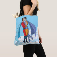 SlipperyJoe's zwei Superhelden küssen Flugwagen