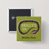 Slither Snake Kid's Birthday Party Button Button (Vorne & Hinten)