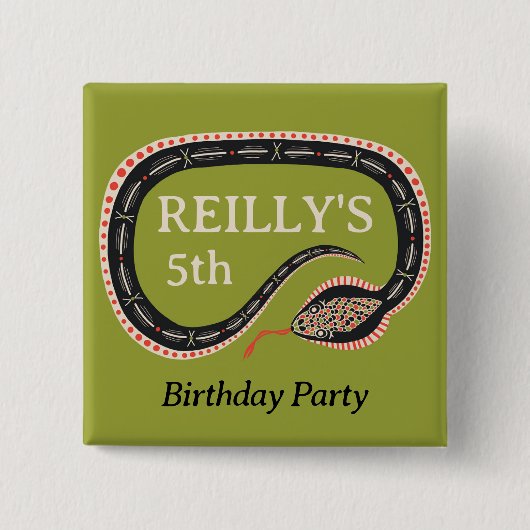 Slither Snake Kid's Birthday Party Button Button (Vorderseite)