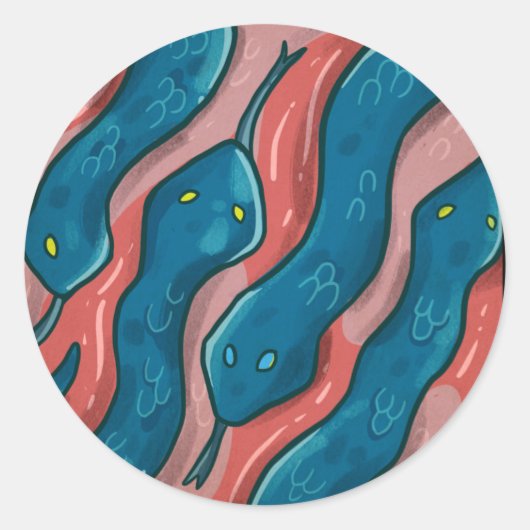 Slithering Snake - Animal Pattern Illustration Runder Aufkleber (Vorderseite)