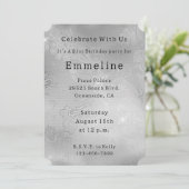 Sliver Floral Lace Einladung (Stehend Vorderseite)