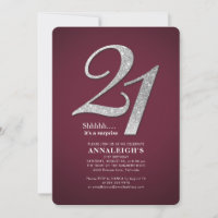 Sliver Glitzer Glam Burgund 21. Geburtstag