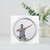 Sliver Modern Circle Happy Vatertag Foto Ankündigung (Stehend Vorderseite)