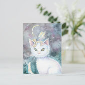 Sliver Moon Fairy and Cat Postcard Postkarte (Stehend Vorderseite)