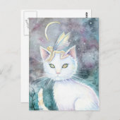 Sliver Moon Fairy and Cat Postcard Postkarte (Vorne/Hinten)