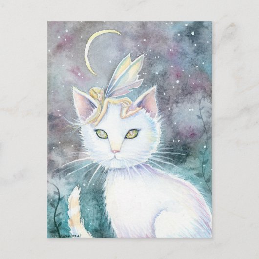 Sliver Moon Fairy and Cat Postcard Postkarte (Vorderseite)