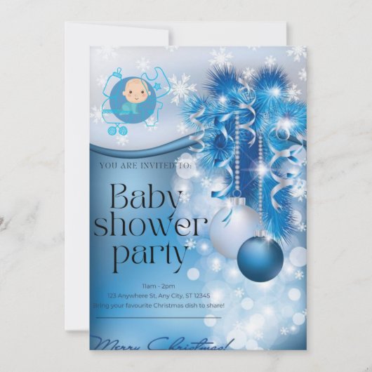Sliver snowflakes winter wonderland baby shower  einladung (Vorderseite)