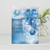 Sliver snowflakes winter wonderland baby shower  einladung (Stehend Vorderseite)