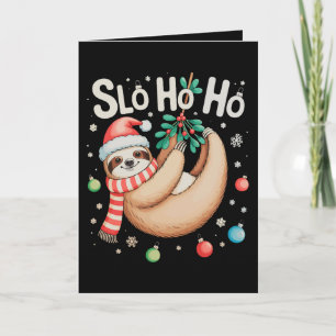 Slo Ho Ho Faultier Weihnachtsmann Hut Frohe Faulti Karte