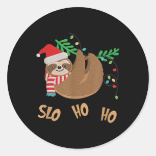 Slo Ho Ho Merry Slothmas - Weihnachten Runder Aufkleber