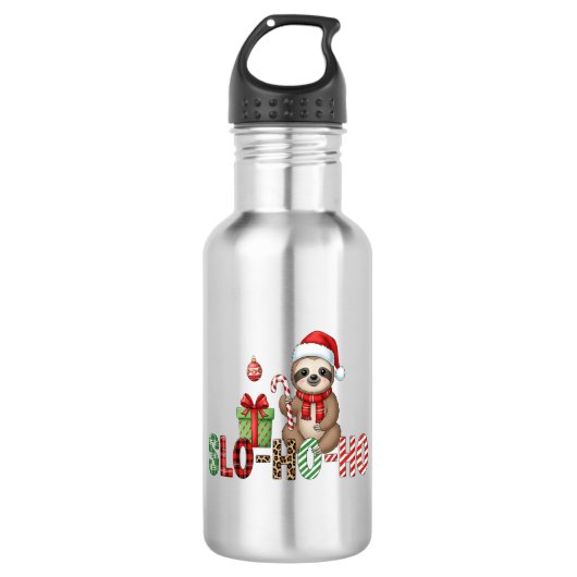 Slo Ho Ho Xmas Sloth 2 Edelstahlflasche (Vorderseite)