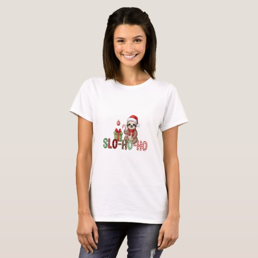 Slo Ho Ho Xmas Sloth 2 T-Shirt (Vorne ganz)