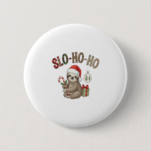 Slo Ho Ho Xmas Sloth Button (Vorderseite)