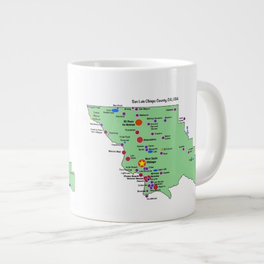 SLO Place Names Map mit englischen Übersetzungen Jumbo-Tasse (Vorderseite Rechts)