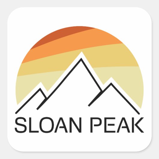 Sloan Peak Washington Retro Quadratischer Aufkleber (Vorderseite)