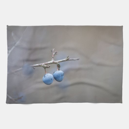 Sloe Berries Nature Foto Geschirrtuch (Horizontal)