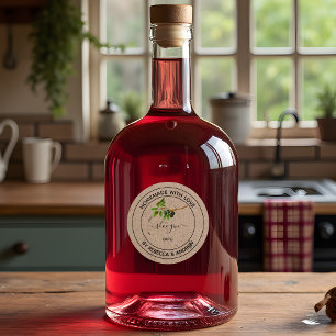 Sloe Gin Kraft Farbe mit Vintager Illustration Runder Aufkleber