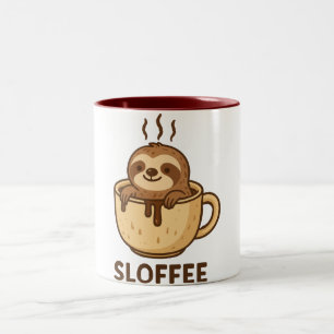 SLOFFEE — Süßer Faultier Kaffee    Lustiges Faulti Zweifarbige Tasse