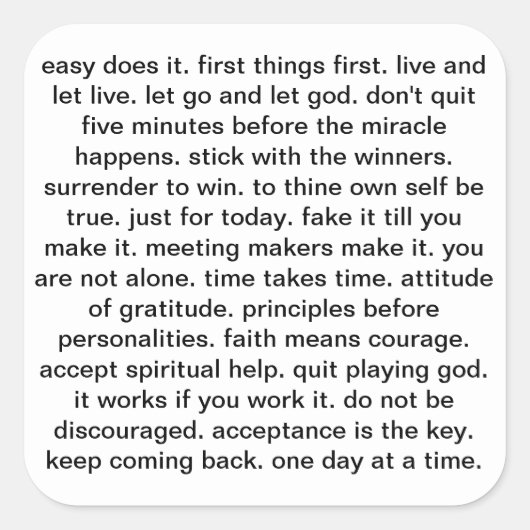 Slogan-Aufkleber für Om Quadratischer Aufkleber (Vorderseite)