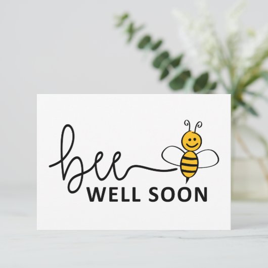Slogan Bee well soon. Van harte beterschap ! Karte (Stehend Vorderseite)