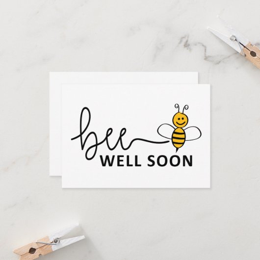 Slogan Bee well soon. Van harte beterschap ! Karte (Vorderseite/Rückseite Beispiel)
