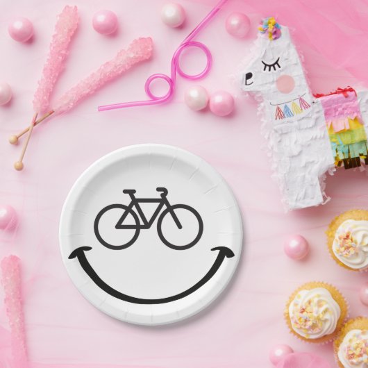 Slogan fiets met blij gezicht. Blij lach gezicht. Pappteller (Party)