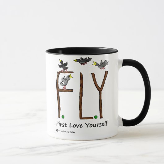 Slogan FLIEGE erste Liebe sich Tasse (Rechts)