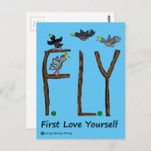 Slogan FLY Erste Liebe Sie selbst Postkarte (Vorne/Hinten)