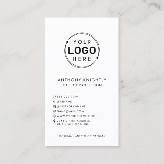 Slogan für Minimalistische Social-Media-Symbole Visitenkarte (Vorderseite)