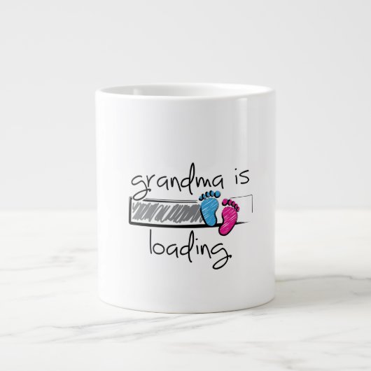 Slogan grandma is loading. Opa en oma worden. Jumbo-Tasse (Vorderseite)