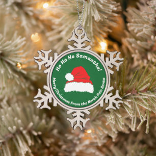 Slogan Green Ho ho ho Santa Frohe Weihnachten Schneeflocken Zinn-Ornament