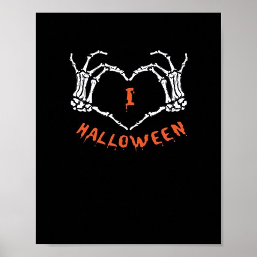 Slogan Halloween. Herzstich aus Skelett Poster (Vorne)